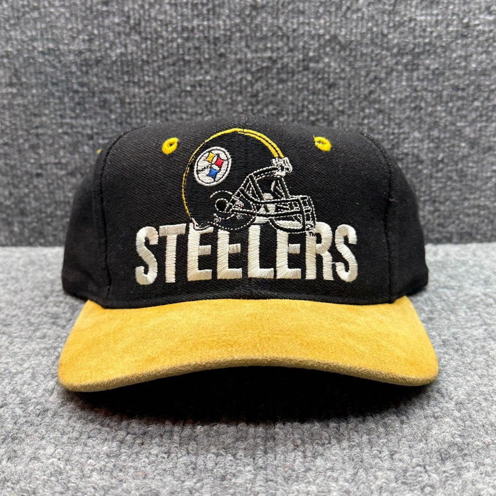 Vintage Pittsburgh Steelers Snapback Hat Universal Industries Black Gold NFL Cap